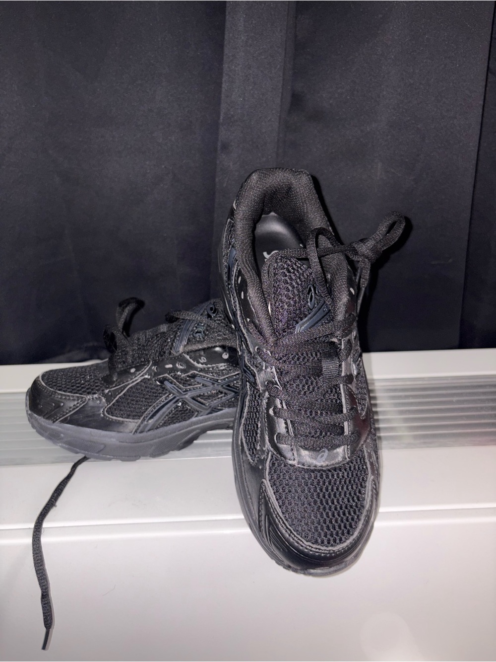 Asics Black Mesh Lace-Up Women's Sneakers